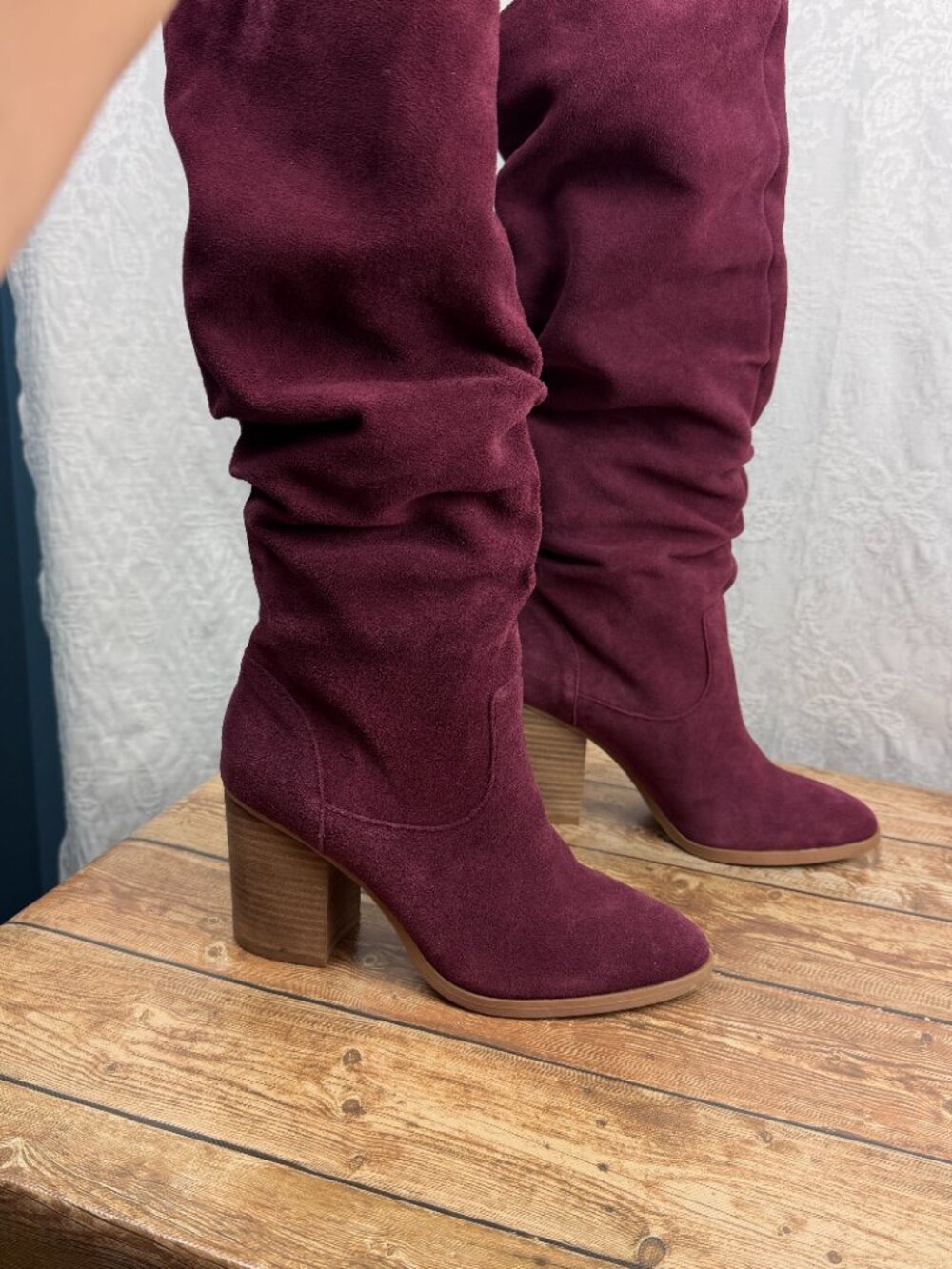 Nine West Burgundy Slouch Tall Heeled Boots Size 9 Title: Nine West Women's - Picture 2 of 12